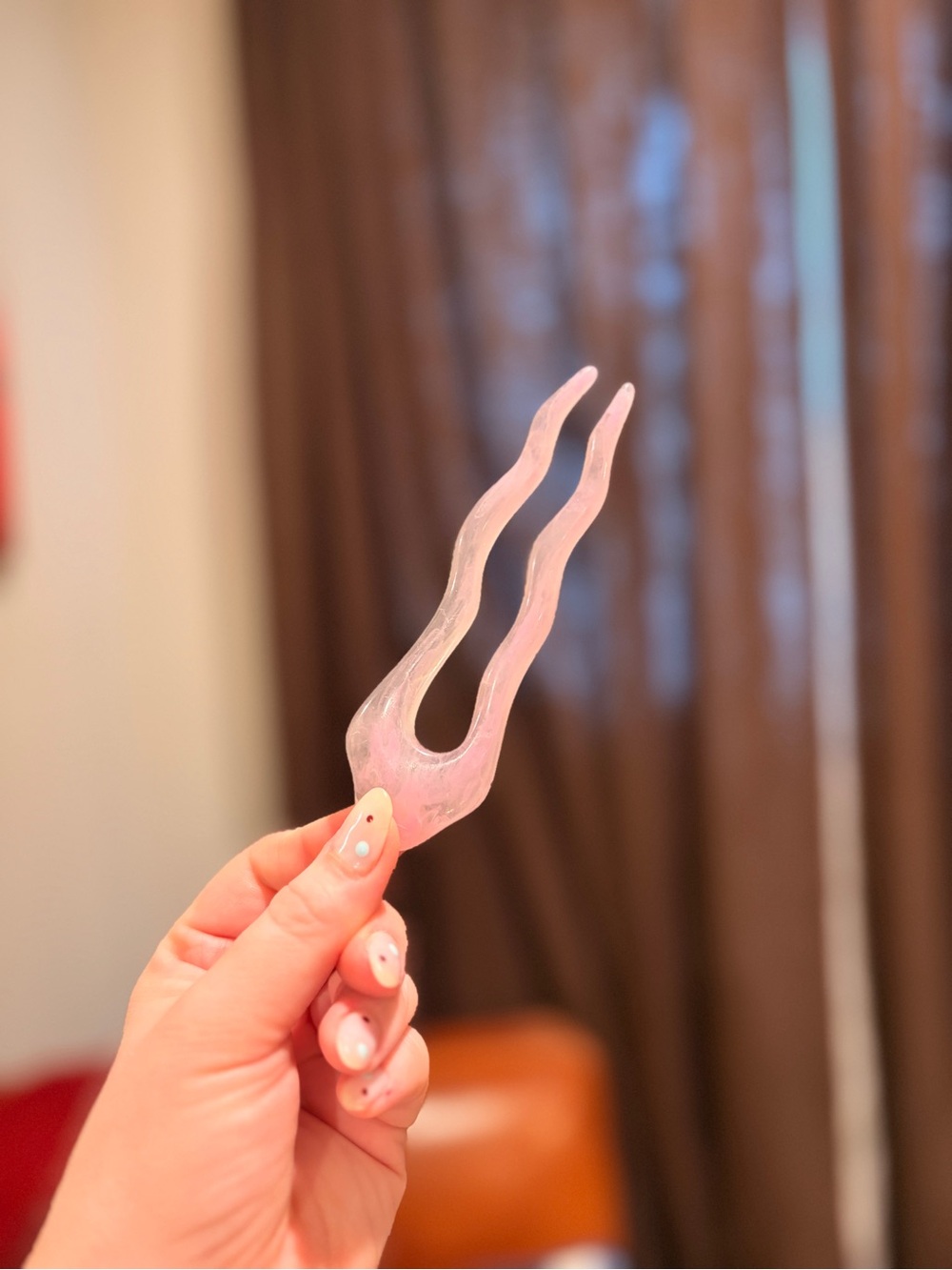 Pink Resin Hair Fork - Stylish Womens Hair Accessory